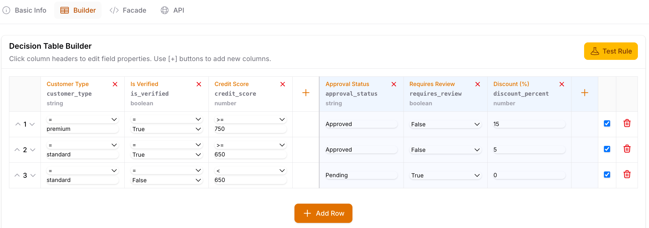 Filament Decision Tables