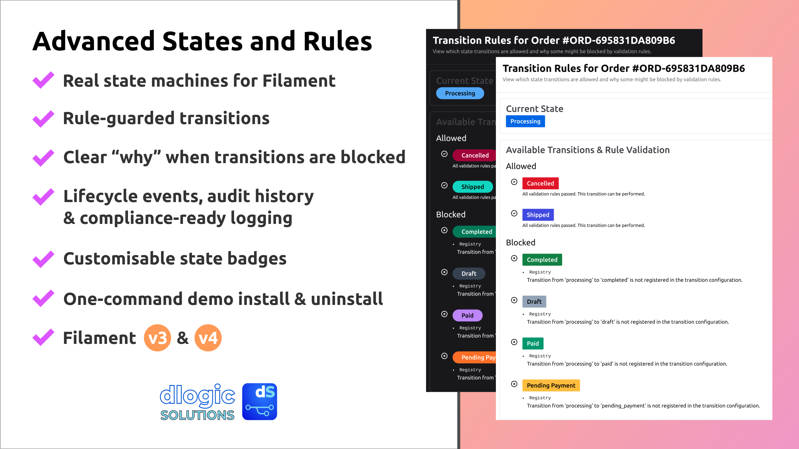 Filament Advanced States and Rules